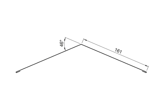 Lindab NPM170 – tvärsnitt, flänsmått 161 mm och bockningsvinkel 46°