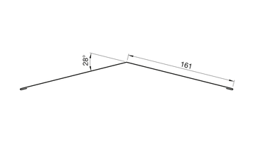 Lindab NPL170 – tvärsnitt, flänsmått 161 mm och bockningsvinkel 28°