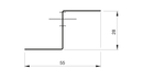 Lindab C1MSRP – tvärsnitt, bredd 55 mm och höjd 28 mm