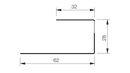Lindab C1SRP – tvärsnitt med måtten 62, 32 och 28 mm