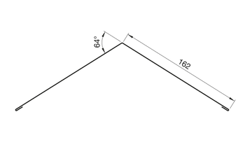 Lindab NPH170 – tvärsnitt, flänsmått 162 mm och bockningsvinkel 64°