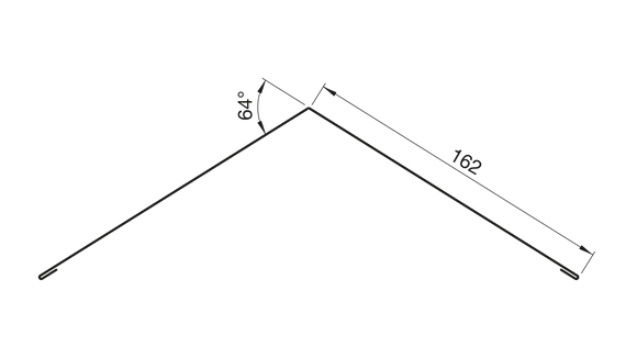 Lindab NPH170 – tvärsnitt, flänsmått 162 mm och bockningsvinkel 64°